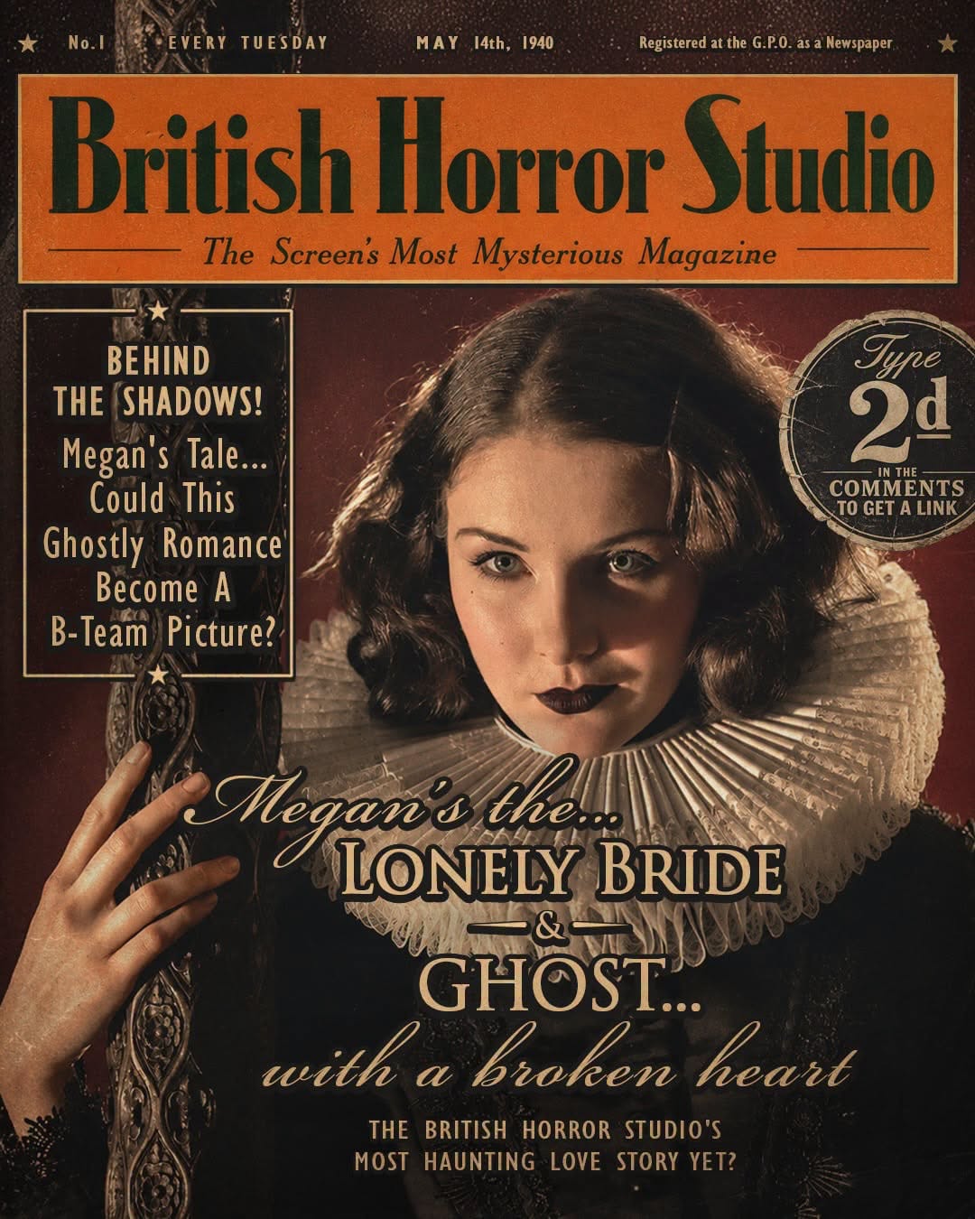British Horror Studio vintage magazine cover featuring Megan Tremethick